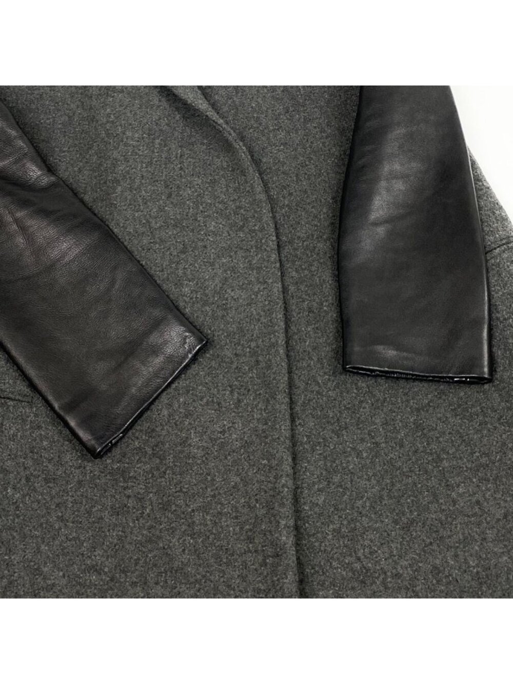 Celine Phoebe Philo Era Crombie Coat Leather Switch Gray Black - Picture 5 of 9